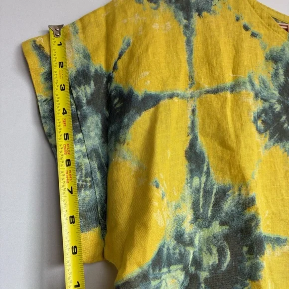 Bellambia Italy 100% Linen Lagenlook Shirt Sz L Star Tie Dye Abstract Artsy NWT - Picture 4 of 14